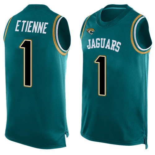 Jaguars #1 Travis Etienne Teal Green Team Color Men's Stitched Limited Tank Top Jersey