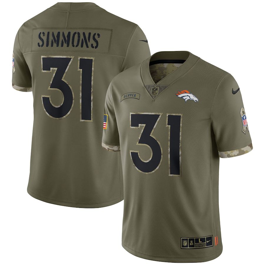 Denver Broncos #31 Justin Simmons Men's 2022 Salute To Service Limited Jersey - Olive
