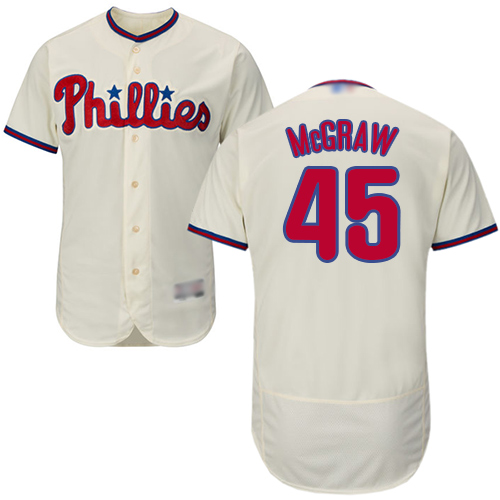 Philadelphia Phillies #45 Tug McGraw Cream Flexbase Authentic Collection Stitched Jersey Men's