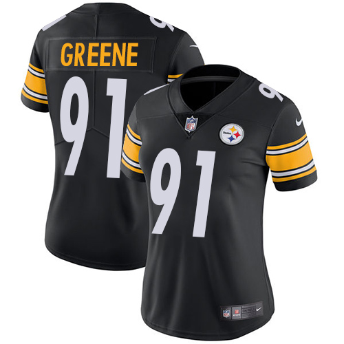 Pittsburgh Steelers #91 Kevin Greene Black Team Color Women's Stitched Vapor Untouchable Limited Jersey Womens
