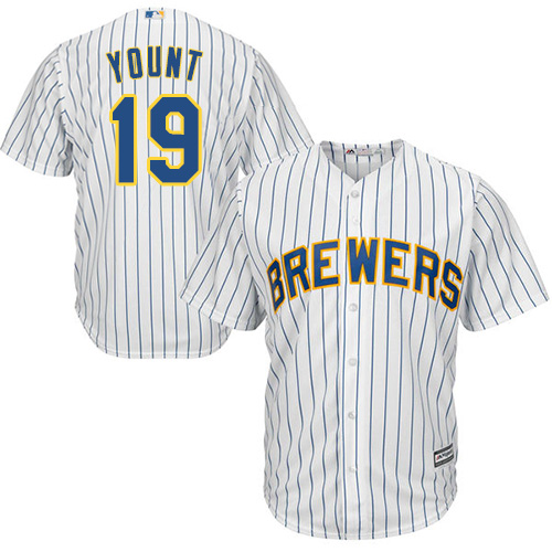 Milwaukee Brewers #19 Robin Yount White Strip Cool Base Stitched Youth Jersey Youth