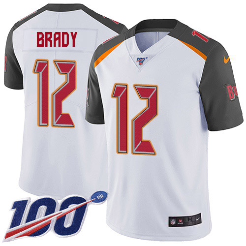 Buccaneers #12 Tom Brady White Men's Stitched 100th Season Vapor Untouchable Limited Jersey