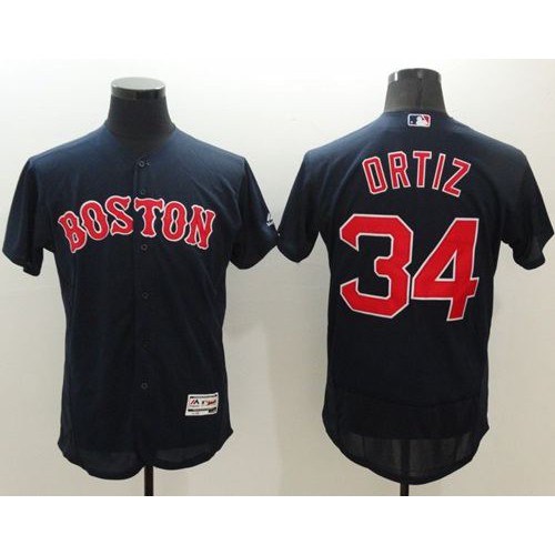 Boston Red Sox #34 David Ortiz Navy Blue Flexbase Authentic Collection Stitched Jersey Men's