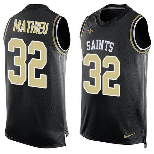 Saints #32 Tyrann Mathieu Black Team Color Men's Stitched Limited Tank Top Jersey
