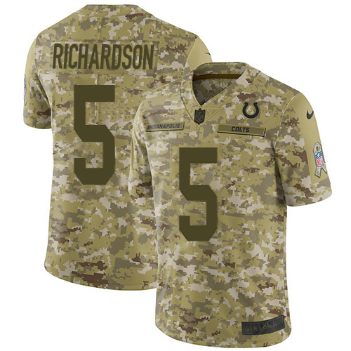 Colts #5 Anthony Richardson Camo Men's Stitched Limited 2018 Salute To Service Jersey