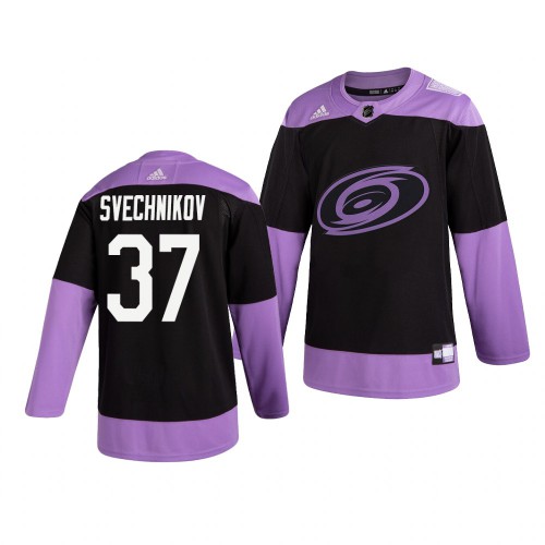 Carolina Carolina Hurricanes #37 Andrei Svechnikov Adidas Men's Hockey Fights Cancer Practice Jersey Black Men's