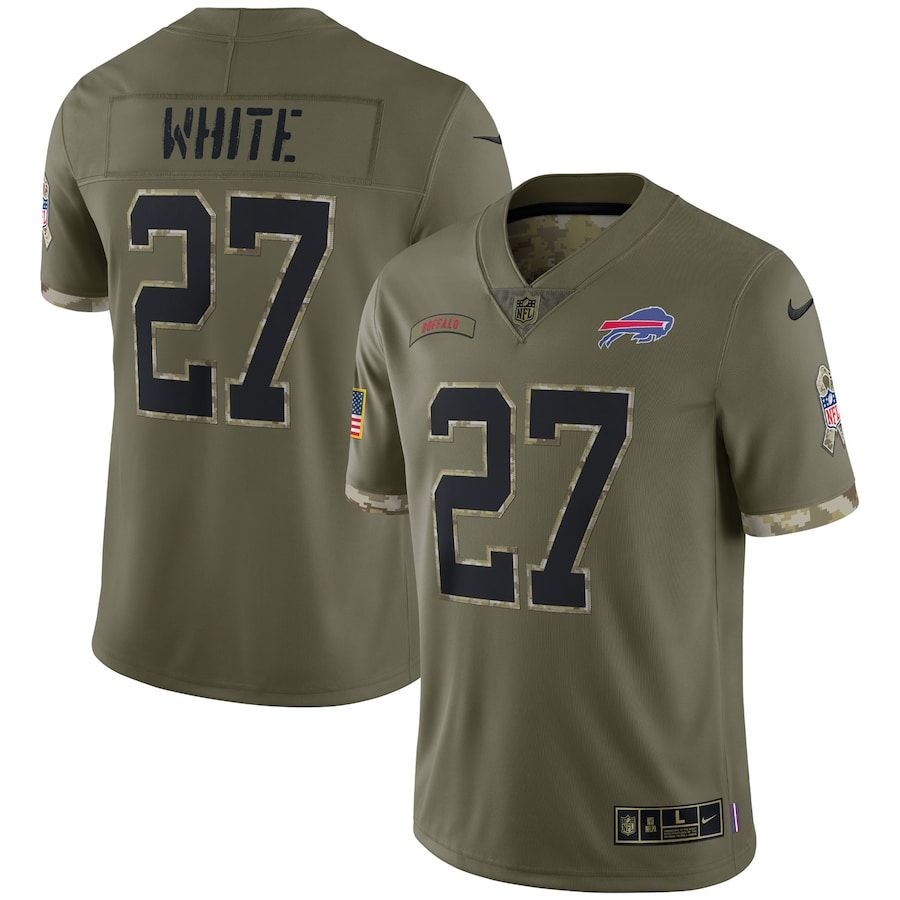 Buffalo Bills #27 Ttredavious White Men's 2022 Salute To Service Limited Jersey - Olive