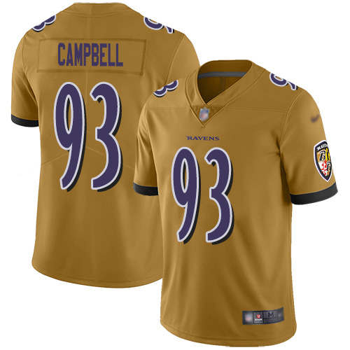Baltimore Ravens #93 Calais Campbell Gold Youth Stitched Limited Inverted Legend Jersey Youth