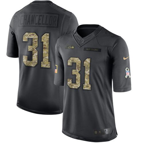 Seattle Seahawks #31 Kam Chancellor Black Men's Stitched Limited 2016 Salute to Service Jersey Men's