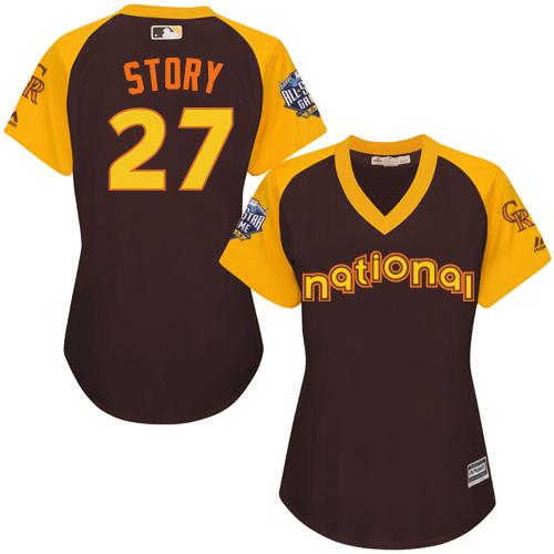 Colorado Rockies #27 Trevor Story Brown 2016 All-Star National League Women's Stitched Jersey Womens