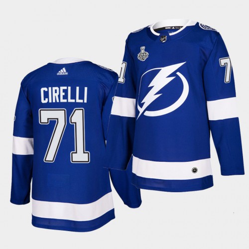 Adidas Tampa Bay Lightning #71 Anthony Cirelli Blue Home Authentic 2021 Stanley Cup Final Patch Jersey Men's