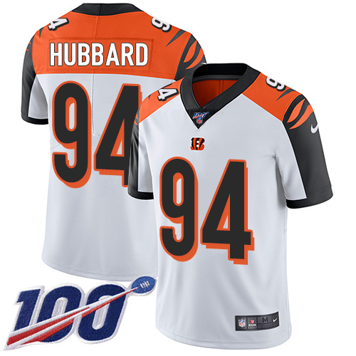 Bengals #94 Sam Hubbard White Men's Stitched 100th Season Vapor Limited Jersey