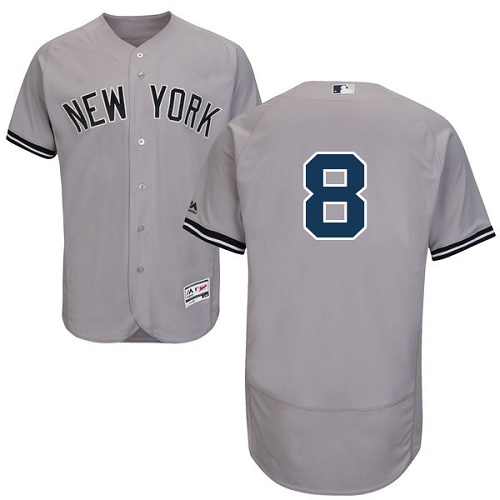 New York Yankees #8 Yogi Berra Grey Flexbase Authentic Collection Stitched Jersey Men's