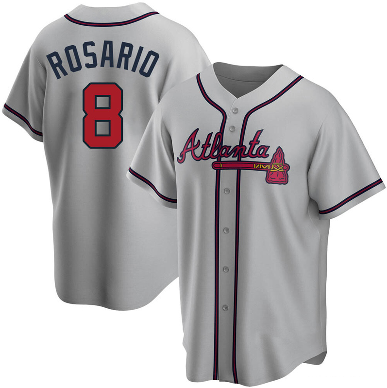 Men's Youth Women's Atlanta Braves #8 Eddie Rosario Cool Base Road Jersey - Gray