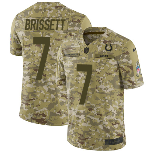 Indianapolis Colts #7 Jacoby Brissett Camo Youth Stitched Limited 2018 Salute to Service Jersey Youth