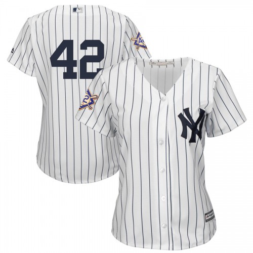 New York New York Yankees #42 Majestic Women's 2019 Jackie Robinson Day Official Cool Base Jersey White Womens