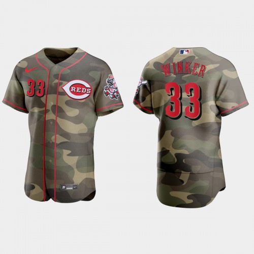 Cincinnati Cincinnati Reds #33 Jesse Winker Men's 2021 Armed Forces Day Authentic Jersey -Camo Men's