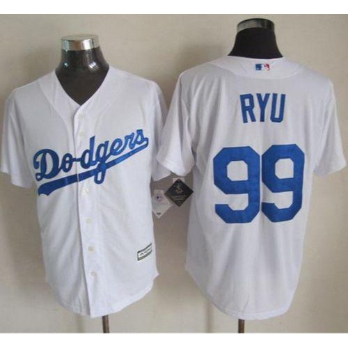 Los Angeles Dodgers #99 Hyun-Jin Ryu White New Cool Base Stitched Jersey Men's