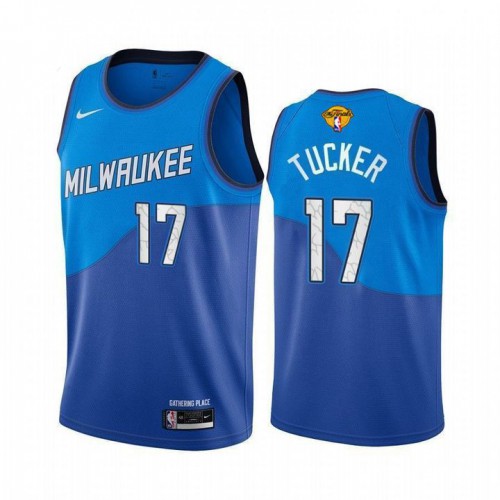 Milwaukee Bucks #17 P. J. Tucker Mens 2021 Finals Bound City Edition Jersey Blue Mens