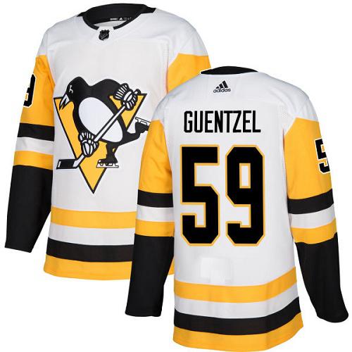 Adidas Pittsburgh Penguins #59 Jake Guentzel White Road Authentic Stitched Jersey Men's