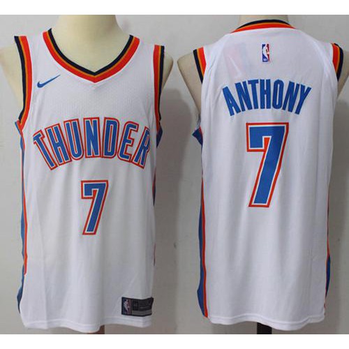 Oklahoma City Thunder #7 Carmelo Anthony White Swingman Association Edition Jersey Mens