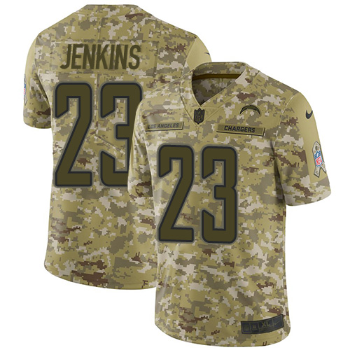 Los Angeles Chargers #23 Rayshawn Jenkins Camo Men's Stitched Limited 2018 Salute To Service Jersey Men's
