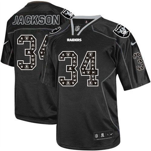Raiders #34 Bo Jackson New Lights Out Black Men's Stitched Elite Jersey