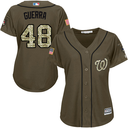 Washington Nationals #48 Javy Guerra Green Salute to Service Women's Stitched Jersey Womens