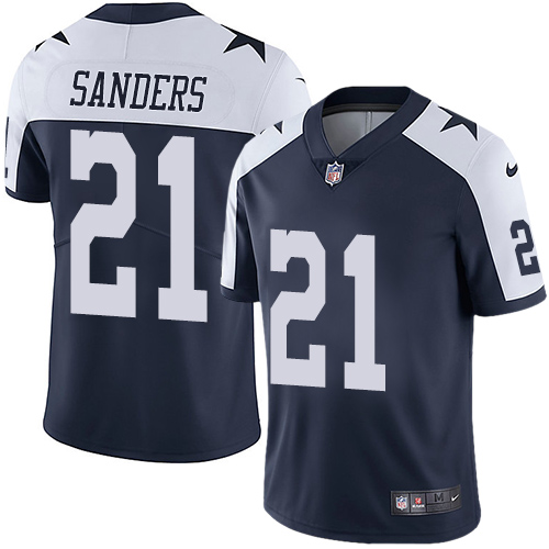 Cowboys #21 Deion Sanders Navy Blue Thanksgiving Youth Stitched Vapor Untouchable Limited Throwback Jersey