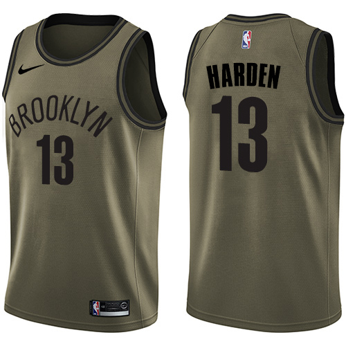 Brooklyn Nets #13 James Harden Green Swingman Salute To Service Jersey Mens