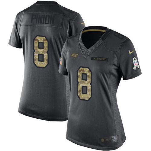 Tampa Bay Buccaneers #8 Bradley Pinion Black Women's Stitched Limited 2016 Salute to Service Jersey Womens