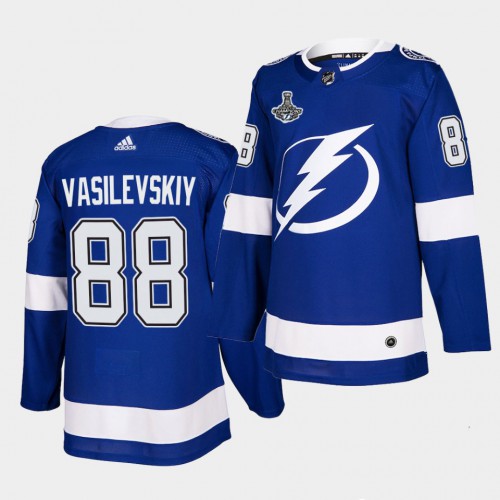 Adidas Tampa Bay Lightning #88 Andrei Vasilevskiy Blue Home Authentic 2021 Stanley Cup Champions Jersey Youth