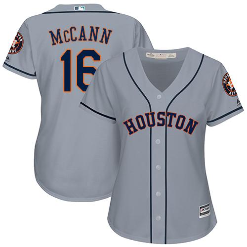 Houston Astros #16 Brian McCann Grey Road Women's Stitched Jersey Womens