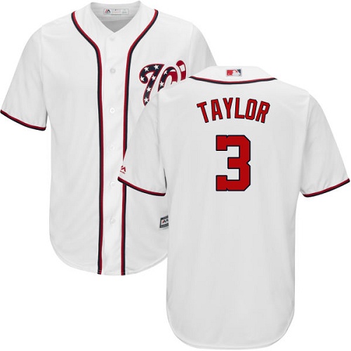 Washington Nationals #3 Michael Taylor White New Cool Base Stitched Jersey Men's