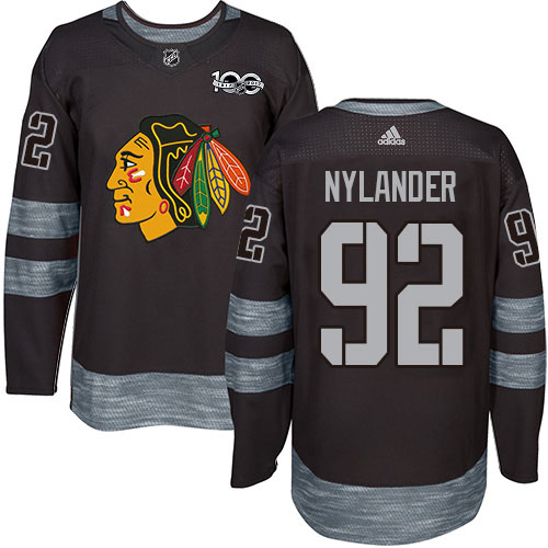 Adidas Chicago Blackhawks #92 Alexander Nylander Black 1917-2017 100th Anniversary Stitched Jersey Men's