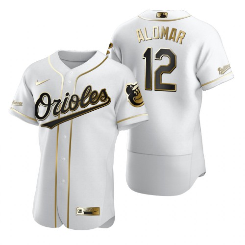 Baltimore Baltimore Orioles #12 Roberto Alomar White Men's Authentic Golden Edition Jersey Men's