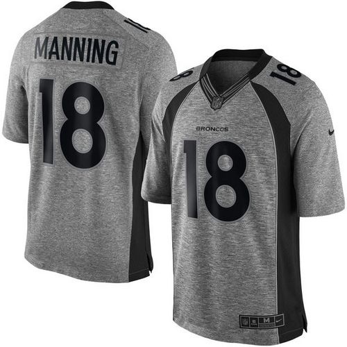 Broncos #18 Peyton Manning Gray Men's Stitched Limited Gridiron Gray Jersey