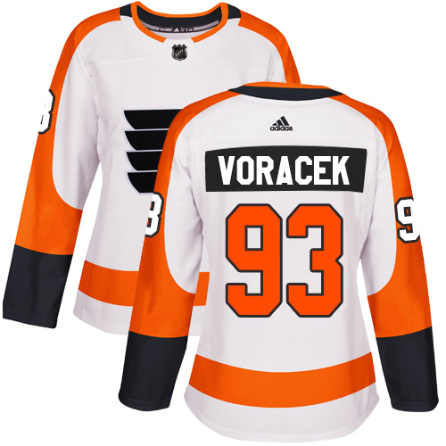 Adidas Philadelphia Flyers #93 Jakub Voracek White Road Authentic Women's Stitched Jersey Womens