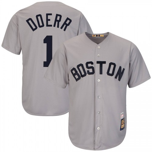 Boston Boston Red Sox #1 Bobby Doerr Majestic Cooperstown Collection Cool Base Player Jersey Gray Men's