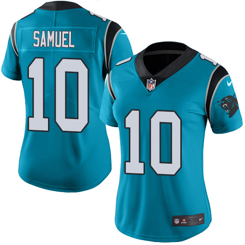 Carolina Panthers #10 Curtis Samuel Blue Women's Stitched Limited Rush Jersey Womens