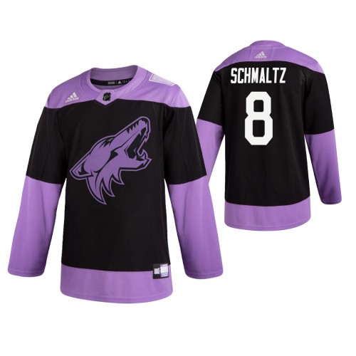 Adidas Arizona Coyotes #8 Nick Schmaltz Men's Black Hockey Fights Cancer Practice Jersey Men's