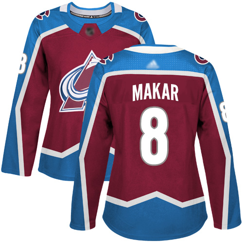 Adidas Colorado Avalanche #8 Cale Makar Burgundy Home Authentic Women's Stitched Jersey Womens
