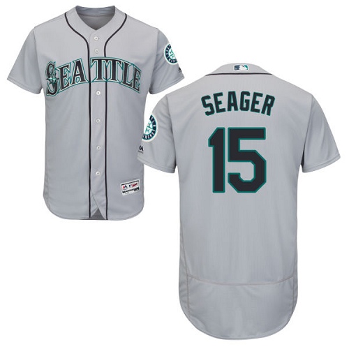 Seattle Mariners #15 Kyle Seager Grey Flexbase Authentic Collection Stitched Jersey Men's