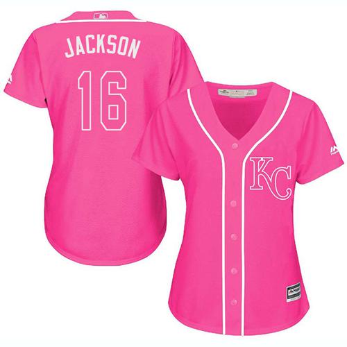 Kansas City Royals #16 Bo Jackson Pink Fashion Women's Stitched Jersey Womens