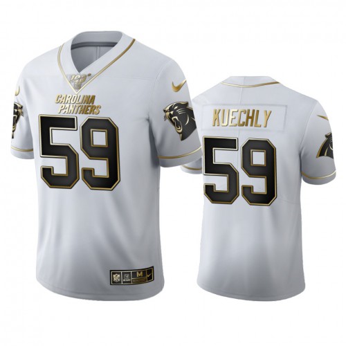 Carolina Carolina Panthers #59 Luke Kuechly Men's White Golden Edition Vapor Limited 100 Jersey Men's