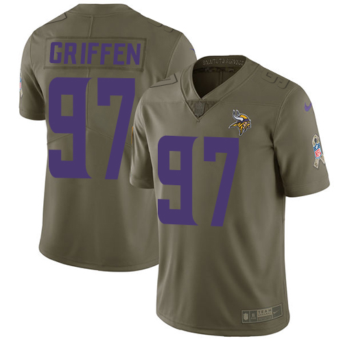 Minnesota Vikings #97 Everson Griffen Olive Youth Stitched Limited 2017 Salute to Service Jersey Youth