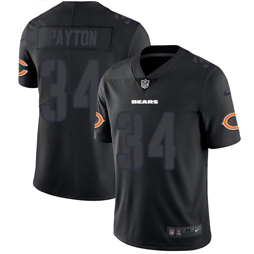 Bears #34 Walter Payton Black Men's Stitched Limited Rush Impact Jersey