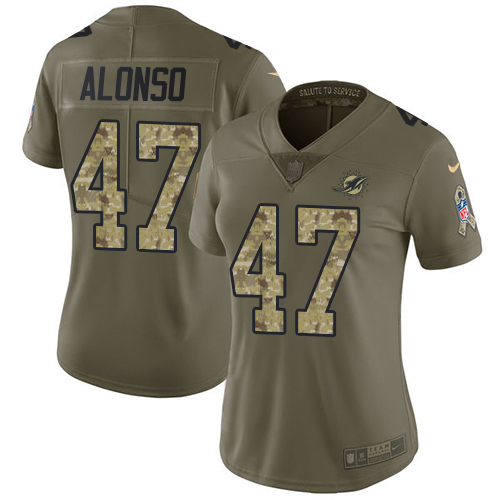Miami Dolphins #47 Kiko Alonso Olive/Camo Women's Stitched Limited 2017 Salute to Service Jersey Womens