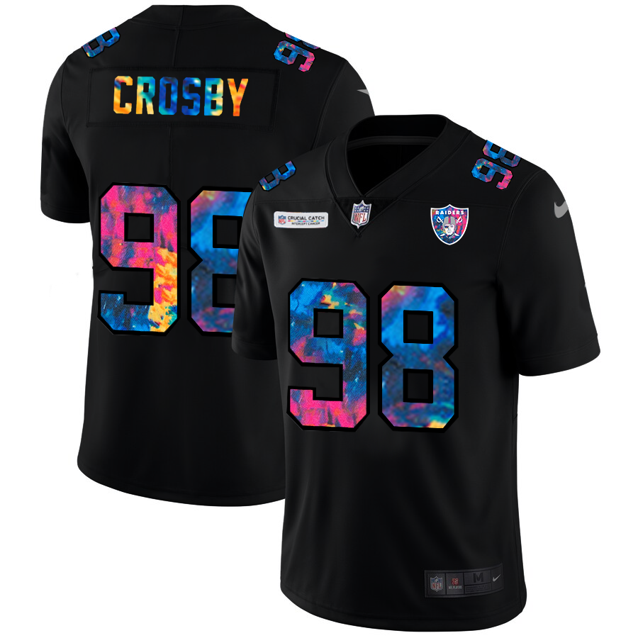 Las Vegas Raiders #98 Maxx Crosby Men's Multi-Color Black 2020 Crucial Catch Vapor Untouchable Limited Jersey