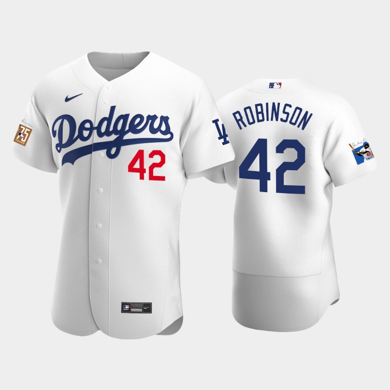 Los Angeles Dodgers #42 Jackie Robinson Men's Jackie Robinson 75th Anniversary Authentic Jersey - White